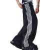 Mens Baggy Jeans Wide Leg, Black Skater Striped Jnco Y2k Denim Pants Oversized Streetwear, Blue Y2k Clothes with Design(Black)