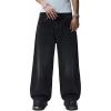 Mens Baggy Jeans Wide Leg, Black Skater Striped Jnco Y2k Denim Pants Oversized Streetwear, Blue Y2k Clothes with Design(Black+non-striped)