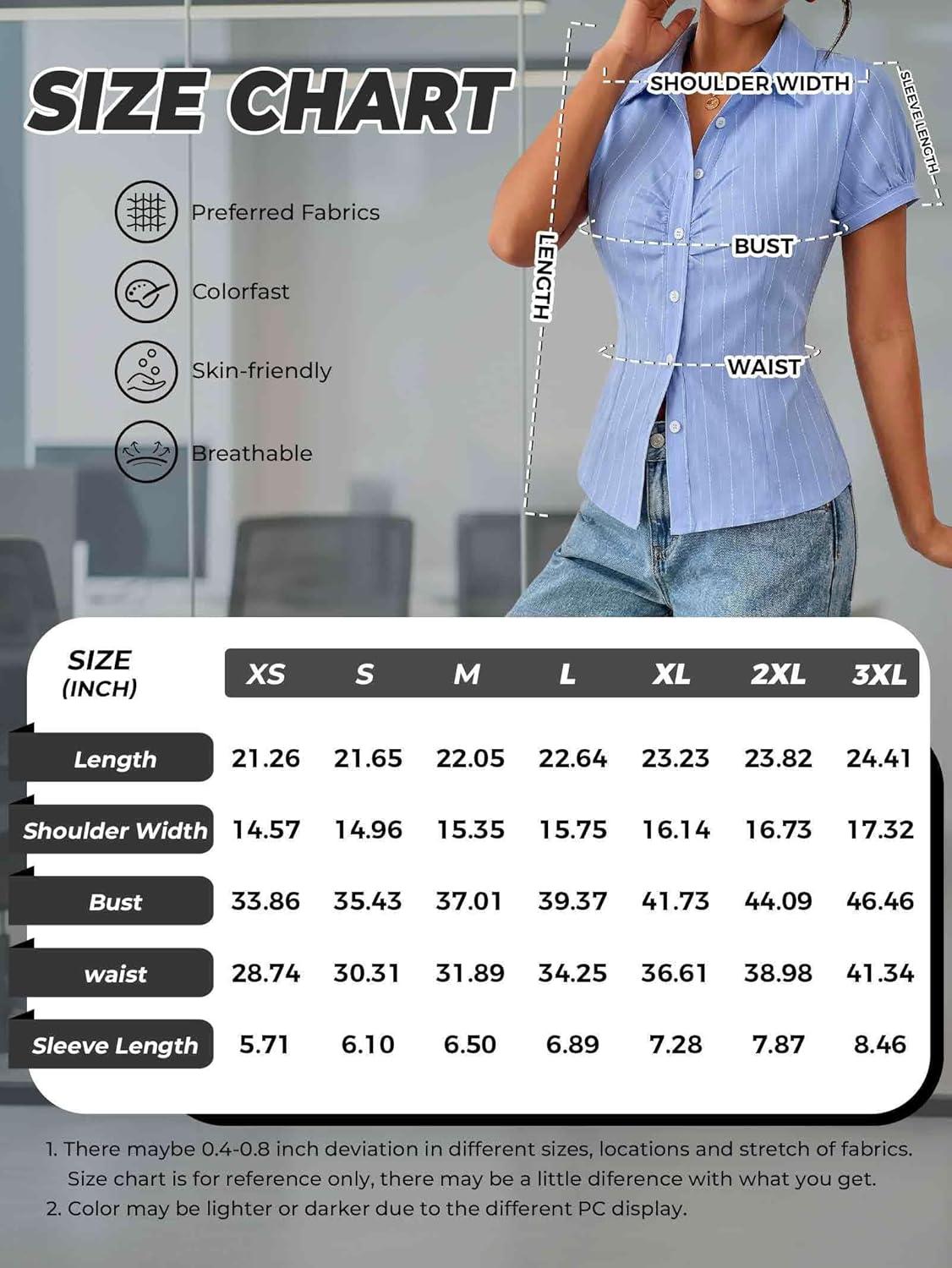 image:imageEMMIOL Y2k Button Down Shirts for Women Short Sleeve Striped Slim Fit V Neck Collared Crop Tops Work Casual Summer BlouseBlack