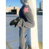 EMMIOL Jeans for Women High Waisted Women’s Jeans with Star Patches, Vintage Y2K Denim Pants,Flare Style(Grey-pink Flare)