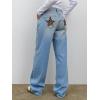 EMMIOL Jeans for Women High Waisted Women’s Jeans with Star Patches, Vintage Y2K Denim Pants,Flare Style(Vintage-blue05 Straight)