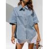 EMMIOL Women Denim Shirts Oversized Long Sleeve Button Down Blouse Distresse Jean Jacket Fall Outfits 2026(Light Blue-short Sleeve)