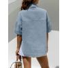 EMMIOL Women Denim Shirts Oversized Long Sleeve Button Down Blouse Distresse Jean Jacket Fall Outfits 2026(Light Blue-short Sleeve)
