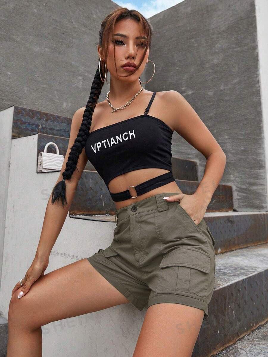 image:imageEMMIOL Womens Cotton Casual MultiPockets Relaxe Fit Jeans Shorts Womens Cargo Summer Leitch Shorts Denim Cargo Shorts
