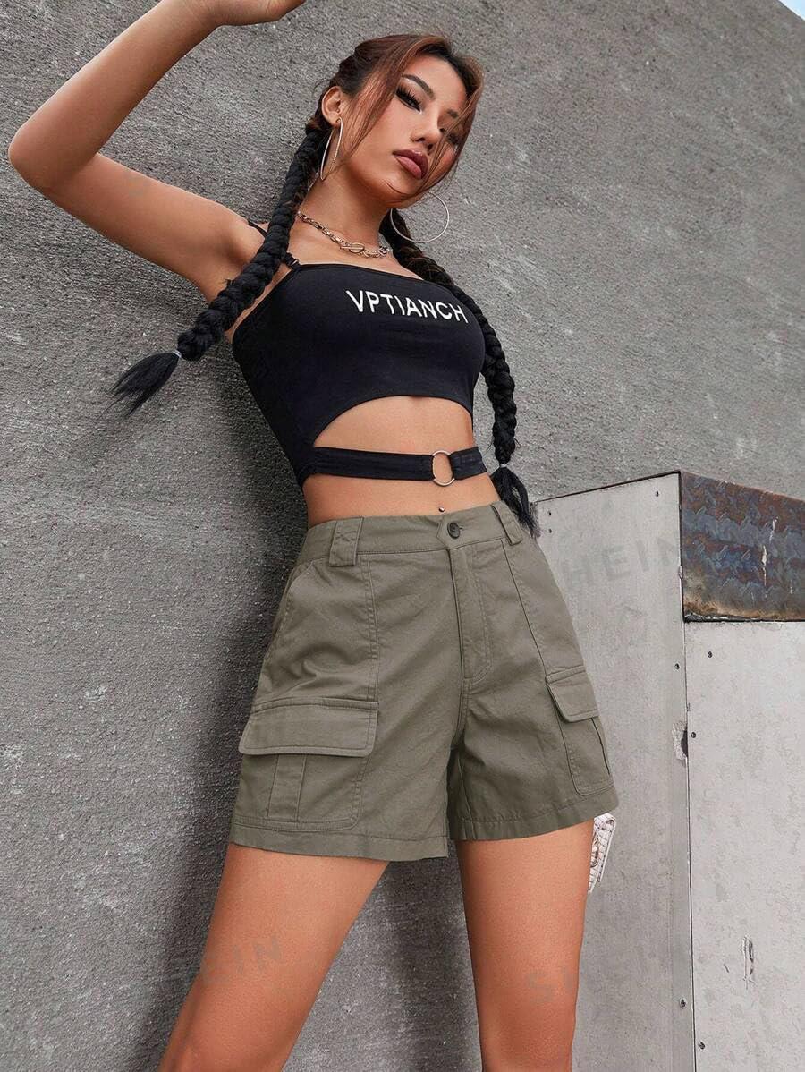 image:imageEMMIOL Womens Cotton Casual MultiPockets Relaxe Fit Jeans Shorts Womens Cargo Summer Leitch Shorts Denim Cargo Shorts