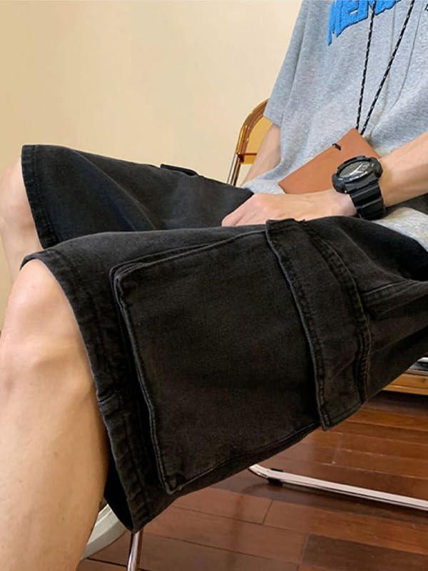 image:imageEMMIOL Y2k Baggy Cargo Jorts for Men Medium BlueBlack Mens Jean Shorts Denim Shorts Loose fit Vintage Streetwear Summer