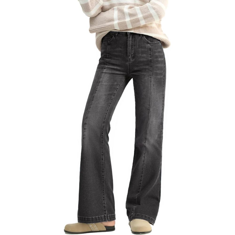 image:imageEMMIOL Flare Jeans for Women Trendy MidHigh Waist Bootcut Bell Bottom Jeans Stretchy Denim Y2K Pants with PocketsDgrey