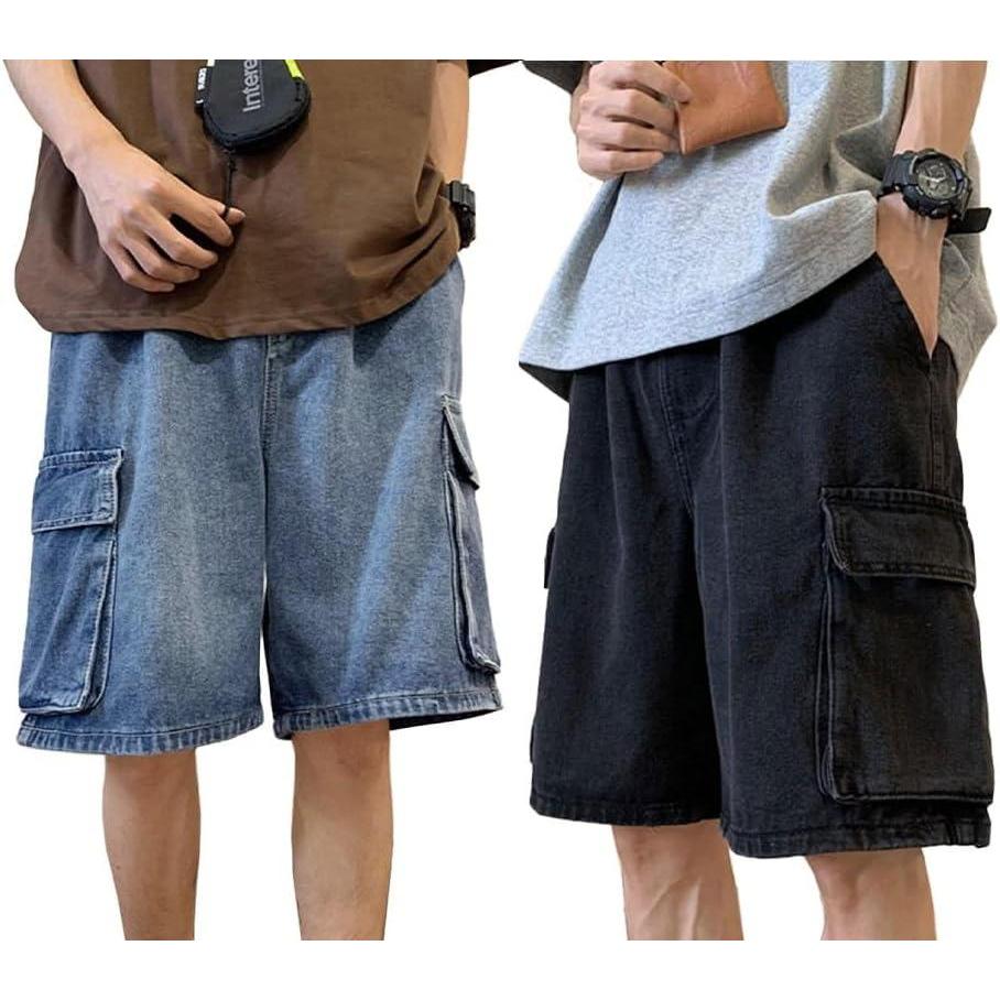 image:imageEMMIOL Y2k Baggy Cargo Jorts for Men Medium BlueBlack Mens Jean Shorts Denim Shorts Loose fit Vintage Streetwear Summer