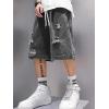 EMMIOL Baggy Jean Shorts Men 2XL Blue+Dark Grey, y2k Ripped Jorts Elastic Waisted, Comfortable Denim Tears Shorts, High Waisted and Wide Leg, Mens Jeans Loose fit Vintage Hip Hop Streetwear Summer
