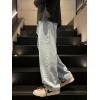 EMMIOL Baggy Straight Wide Leg Jeans Men Elastic Waist Cargo Denim Pants Y2k Casual Loose Fit Long Trousers Streetwear(Light Blue)