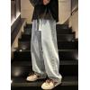 EMMIOL Baggy Straight Wide Leg Jeans Men Elastic Waist Cargo Denim Pants Y2k Casual Loose Fit Long Trousers Streetwear(Light Blue)