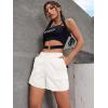 EMMIOL Cargo Shorts for Women Casual Summer High Waisted Chino Shorts Ribbed Elastic Waist Utility Pockets Comfy Shorts