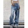 EMMIOL Women Wide Leg Jeans Mid-Low Waist Baggy Jeans Loose Boyfriends Jeans Y2K 90s Denim Pants(Blue-spider)