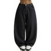 EMMIOL Women Y2K 90S Hip Hop Baggy Jeans Boyfriend Wide Leg Denim Pants Mid-High Rise Loose Streetwear Outfits(Black-123)