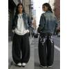 EMMIOL Women Y2K 90S Hip Hop Baggy Jeans Boyfriend Wide Leg Denim Pants Mid-High Rise Loose Streetwear Outfits(Black-123)
