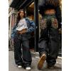 EMMIOL Women Y2K 90S Hip Hop Baggy Jeans Boyfriend Wide Leg Denim Pants Mid-High Rise Loose Streetwear Outfits(Black-160)