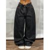 EMMIOL Women Y2K 90S Hip Hop Baggy Jeans Boyfriend Wide Leg Denim Pants Mid-High Rise Loose Streetwear Outfits(Black-160)