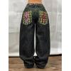EMMIOL Women Y2K 90S Hip Hop Baggy Jeans Boyfriend Wide Leg Denim Pants Mid-High Rise Loose Streetwear Outfits(Black-160)