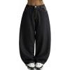 EMMIOL Women Y2K 90S Hip Hop Baggy Jeans Boyfriend Wide Leg Denim Pants Mid-High Rise Loose Streetwear Outfits(Black-198)