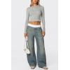 EMMIOL Women Y2K 90S Hip Hop Baggy Jeans Boyfriend Wide Leg Denim Pants Mid-High Rise Loose Streetwear Outfits(Blue)