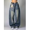 EMMIOL Women Y2K 90S Hip Hop Baggy Jeans Boyfriend Wide Leg Denim Pants Mid-High Rise Loose Streetwear Outfits(Blue-191)