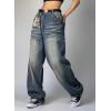 EMMIOL Women Y2K 90S Hip Hop Baggy Jeans Boyfriend Wide Leg Denim Pants Mid-High Rise Loose Streetwear Outfits(Blue-191)