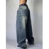 EMMIOL Women Y2K 90S Hip Hop Baggy Jeans Boyfriend Wide Leg Denim Pants Mid-High Rise Loose Streetwear Outfits(Blue-191)