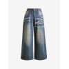 EMMIOL Women Y2K 90S Hip Hop Baggy Jeans Boyfriend Wide Leg Denim Pants Mid-High Rise Loose Streetwear Outfits(Blue-191)