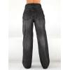 EMMIOL Women’s Wide Leg Jeans Baggy Jeans Mid Waist Stretch Boyfriend Denim Pants Vintage Trousers with Pocket(Black-012)