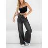 EMMIOL Women’s Wide Leg Jeans Baggy Jeans Mid Waist Stretch Boyfriend Denim Pants Vintage Trousers with Pocket(Black-012)