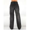 EMMIOL Women’s Wide Leg Jeans Baggy Jeans Mid Waist Stretch Boyfriend Denim Pants Vintage Trousers with Pocket(Black-013)