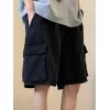 EMMIOL Y2k Baggy Cargo Jorts for Men, Medium Blue+Black, Mens Jean Shorts Denim Shorts, Loose fit Vintage Streetwear Summer