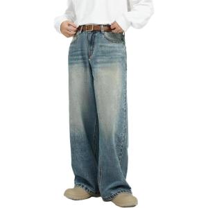 EMMIOL Baggy Jeans Men,y2k Jeans Solid Color Cargo Design Wide Leg and Loose Fit,Mens Denim Pants Vintage Hip Hop Skater Streetwear Relaxed Comfortable Baggy Fit Deep Pockets