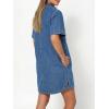 EMMIOL Button Down Denim Dress for Women – Short Sleeve Babydoll Mini Jean Shirt Dresses Summer Casual Trendy Outfits(Dark Blue)