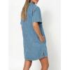 EMMIOL Button Down Denim Dress for Women – Short Sleeve Babydoll Mini Jean Shirt Dresses Summer Casual Trendy Outfits(Sky Blue)
