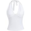 EMMIOL Women Halter Going Out Tops Sexy Deep V Neck Blackless Sleeveless Open Back Crop Tank Top Y2K Coquette Clothes White