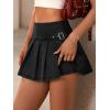 EMMMIOL Denim Mini Skirt for Women – Mid-Low Waisted Stretch Side Zipper Skort Y2k Casual Jean Skirts with Shorts Underneath(Black-055)