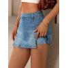 EMMMIOL Denim Mini Skirt for Women – Mid-Low Waisted Stretch Side Zipper Skort Y2k Casual Jean Skirts with Shorts Underneath(Blue)