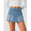 EMMMIOL Denim Mini Skirt for Women – Mid-Low Waisted Stretch Side Zipper Skort Y2k Casual Jean Skirts with Shorts Underneath(Blue)