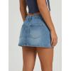 EMMMIOL Denim Mini Skirt for Women – Mid-Low Waisted Stretch Side Zipper Skort Y2k Casual Jean Skirts with Shorts Underneath(Blue)