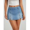 EMMMIOL Denim Mini Skirt for Women – Mid-Low Waisted Stretch Side Zipper Skort Y2k Casual Jean Skirts with Shorts Underneath(Blue)