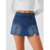 EMMMIOL Denim Mini Skirt for Women – Mid-Low Waisted Stretch Side Zipper Skort Y2k Casual Jean Skirts with Shorts Underneath(Dark Blue)
