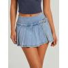 EMMMIOL Denim Mini Skirt for Women – Mid-Low Waisted Stretch Side Zipper Skort Y2k Casual Jean Skirts with Shorts Underneath(Light Blue-055)