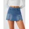 EMMMIOL Denim Mini Skirt for Women – Mid-Low Waisted Stretch Side Zipper Skort Y2k Casual Jean Skirts with Shorts Underneath(Mid Blue)