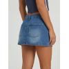 EMMMIOL Denim Mini Skirt for Women – Mid-Low Waisted Stretch Side Zipper Skort Y2k Casual Jean Skirts with Shorts Underneath(Mid Blue)