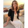 Shrug Sweaters for Women – Wool Blend Short Sleeve Button Down Cardigan Trendy Lightweight Tops Bolero Shrug(Black)