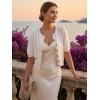 Shrug Sweaters for Women – Wool Blend Short Sleeve Button Down Cardigan Trendy Lightweight Tops Bolero Shrug(White)