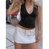 Women Deep V Neck Tops Sexy Sleeveless Crop Top Stretchy Trendy Going Out Tank Top Cute Summer Clothes(Black-polka Dots)