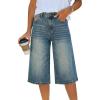 EMMIOL Baggy Y2k Jorts for Women – Wide Leg Mid Rise Bermuda Jeans Shorts Boyfriend Casual Summer Trendy Denim Pants, Blue, S