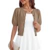 Shrug Sweaters for Women – Wool Blend Short Sleeve Button Down Cardigan Trendy Lightweight Tops Bolero Shrug(Khaki)